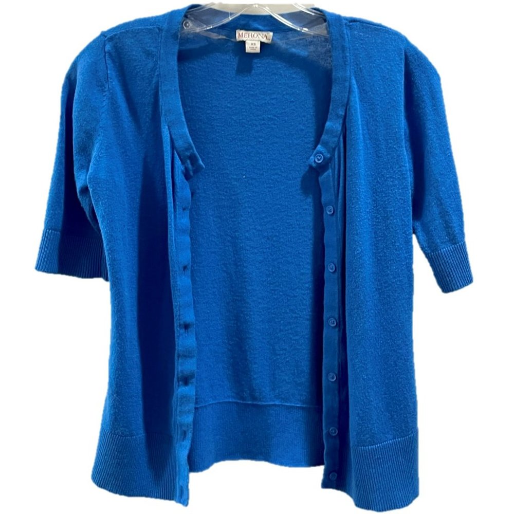 Blue Half-Sleeved Cardigan